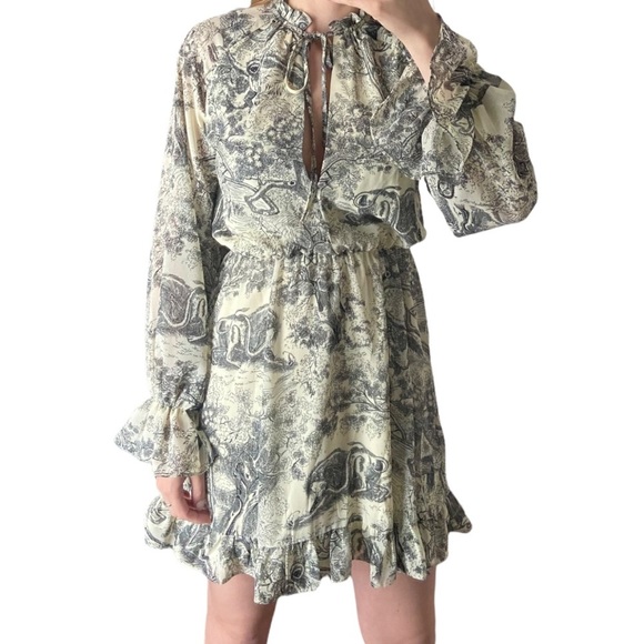 2/40$ ✨Missguided print frill plunge smock dress - Picture 3 of 7